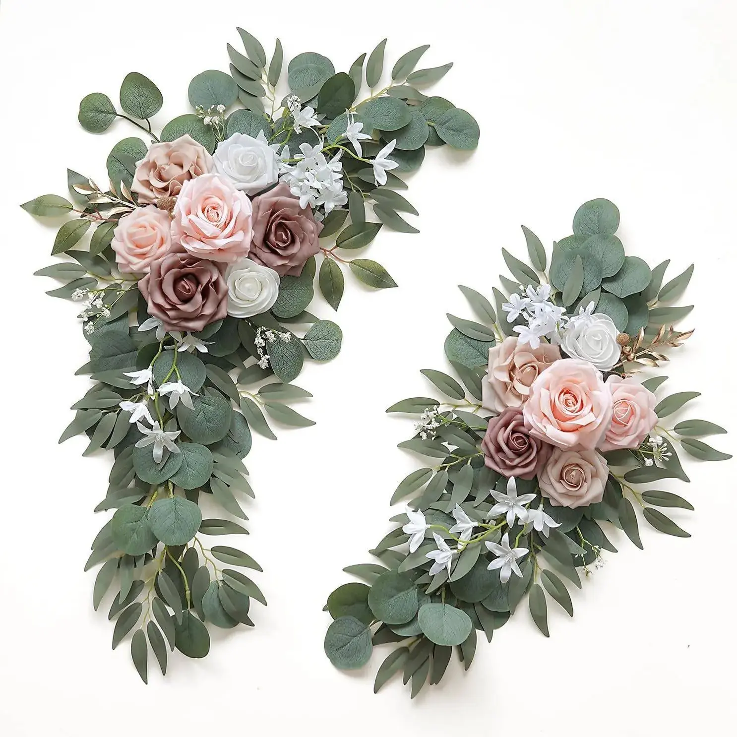 Decorative Handmade Iron Wedding Arch Floral Decoration Set, Artificial Floral Arrangements, for Wedding Ceremony, Entrance, Table, Fireplace, Hanging Decorations