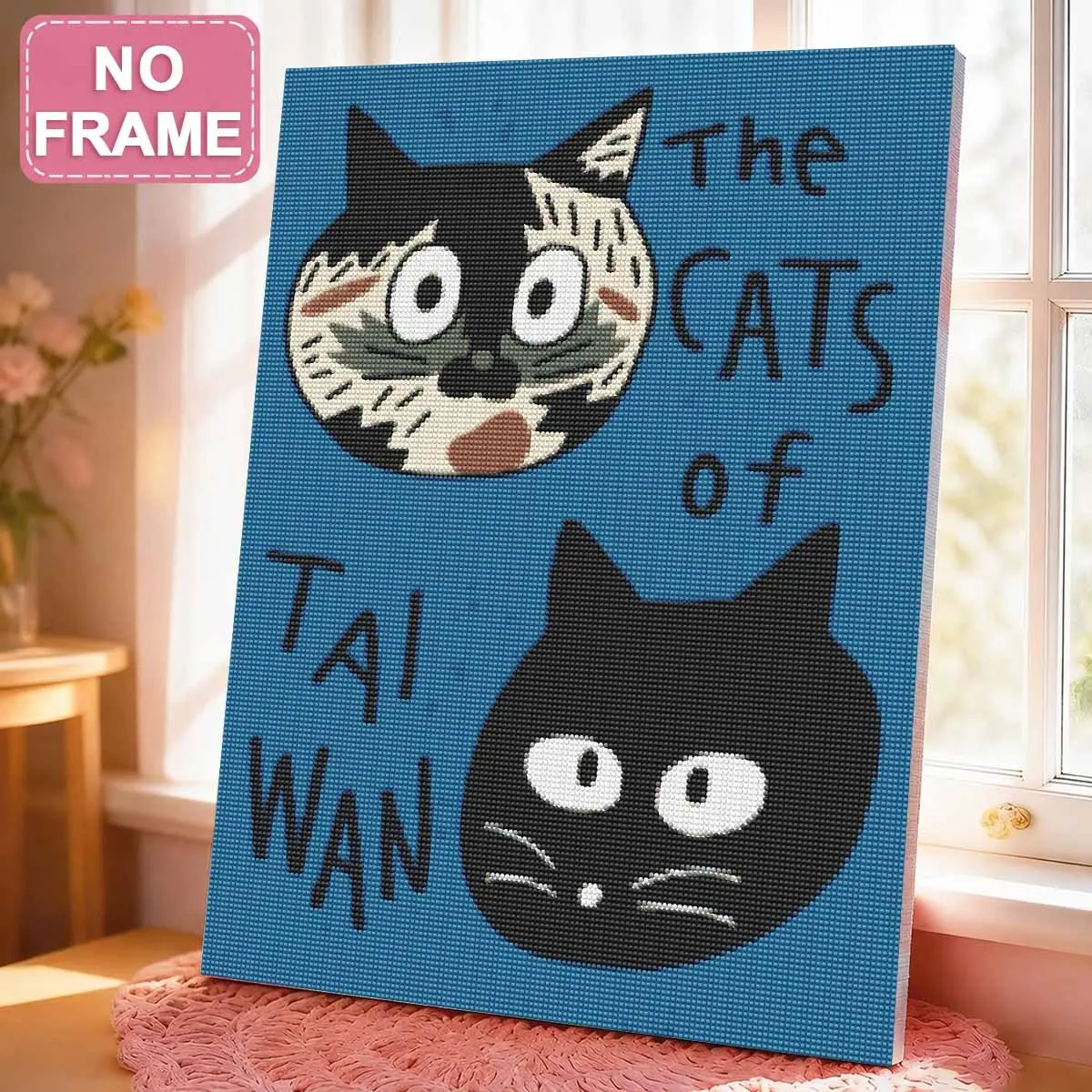 Cute Cat Head Diamond Painting, DIY Frameless Handmade Drill Decorative Art, Creative Gift for Women, Birthday Present Idea