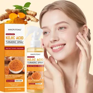 Turmeric kojic acid exfoliating spray, body and face cleaning, brightening and whitening skin tone, mild scrub spray, moisturizing, suitable for all skin types