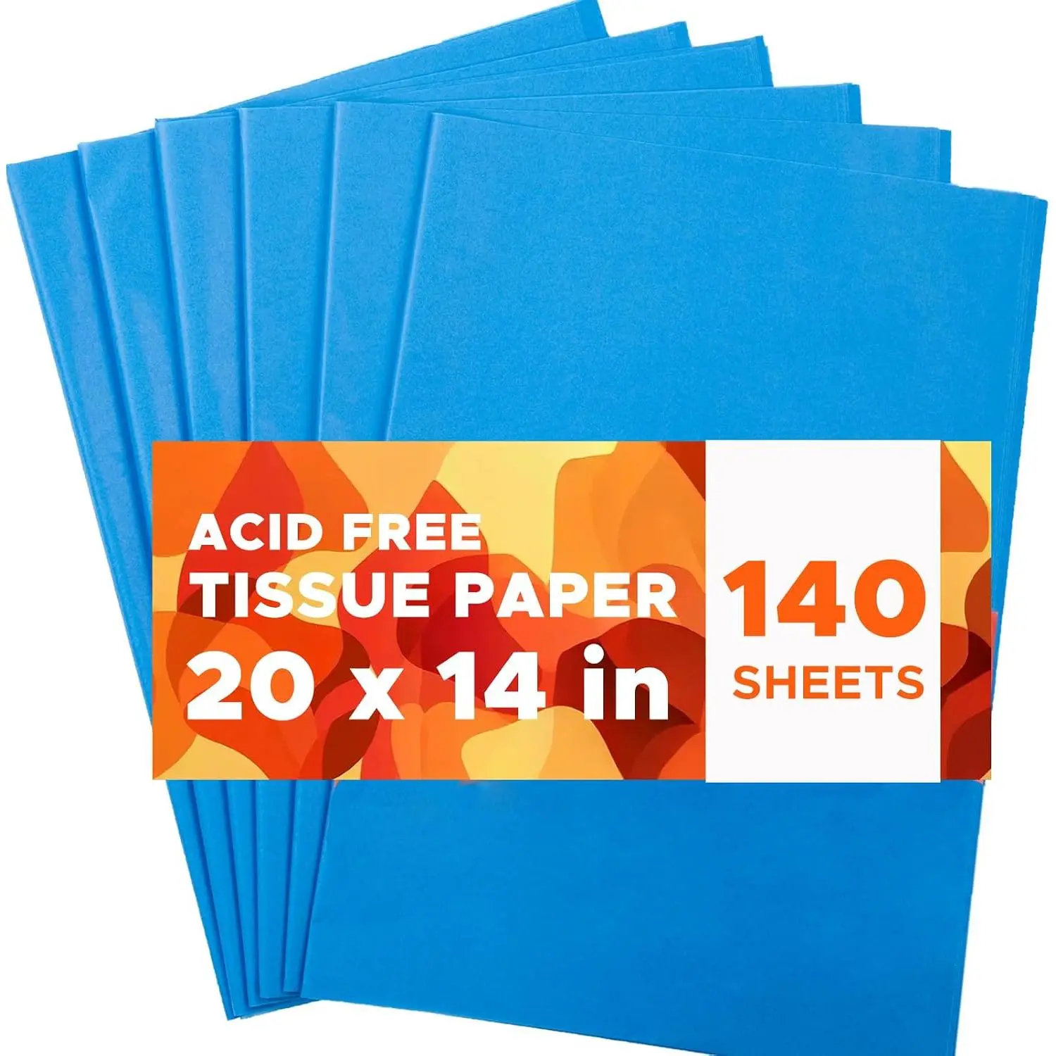 Blue Tissue Paper for  Bags 14" x 20" - 140 Sheets  Wrapping Tissue Paper Bulk Acid-Free, Ideal for DIY Crafts Weddings Birthday Christmas Holidays Decor