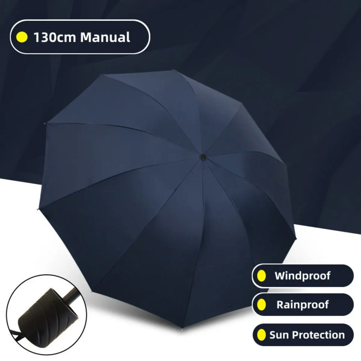 130cm Sun and Rain Portable Outdoor Travel Umbrella, Large Foldable Windproof Sunshade, UV-Resistant Sunscreen Umbrella, Ideal for Outdoor Use, 1pc