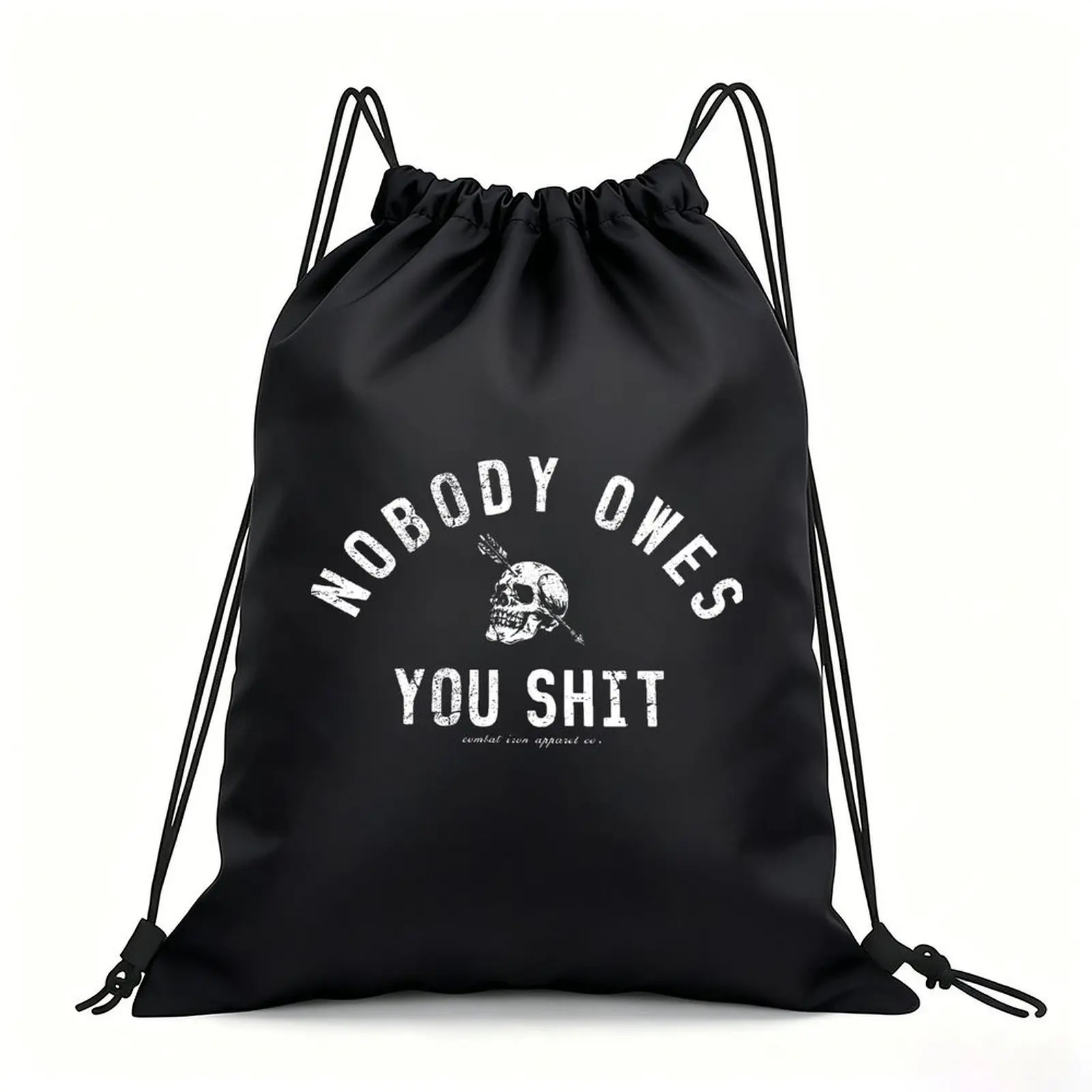 Portable Drawstring Sack Bag with Custom Graphic Print, Waterproof Polyester String Backpack for Gym Workout Swimming Hiking