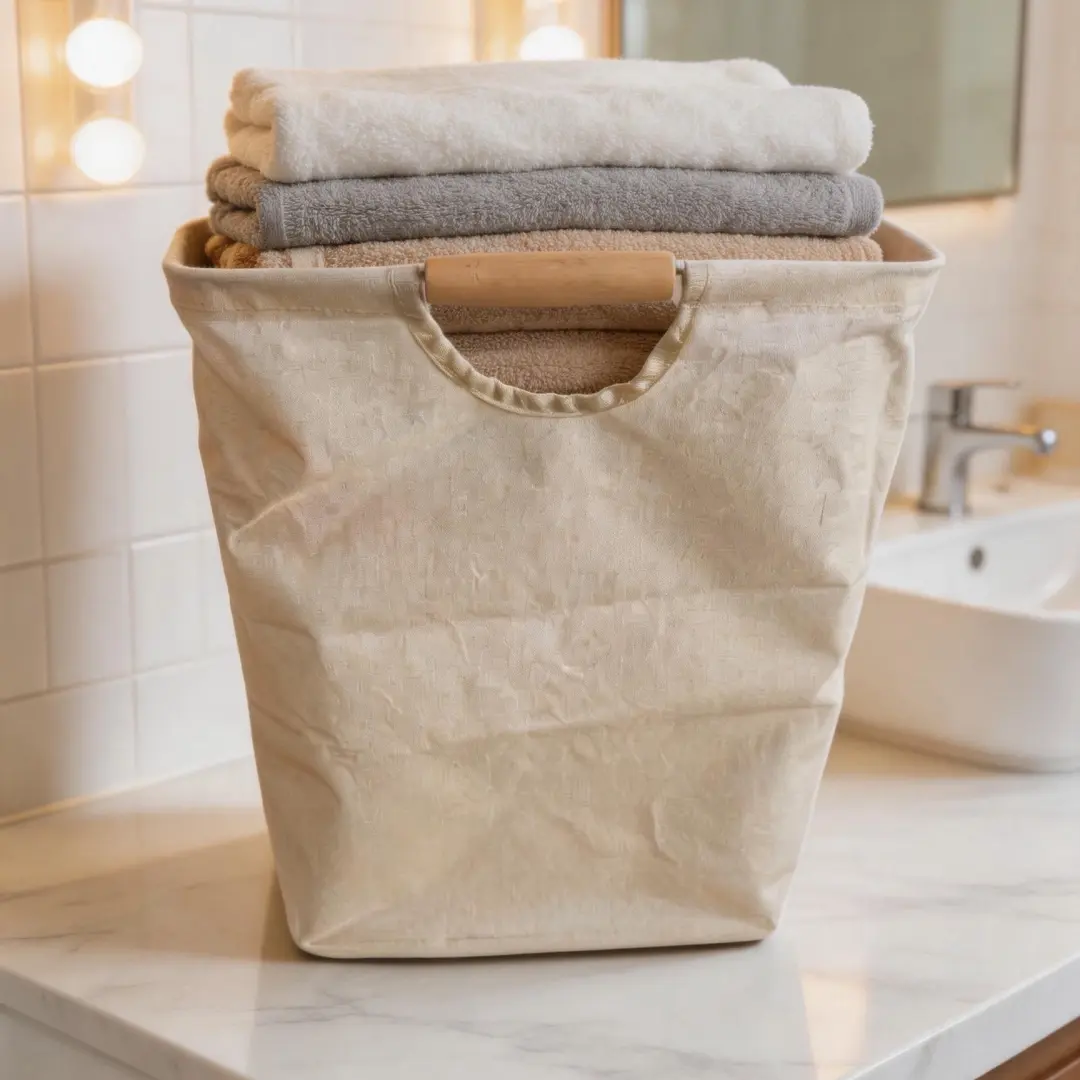 flash sale home items Foldable Cotton Linen Laundry Basket, Large Capacity Handheld Storage Basket, Bathroom Dirty Clothes Hamper for Home Toy Storage longaberger stair step basket