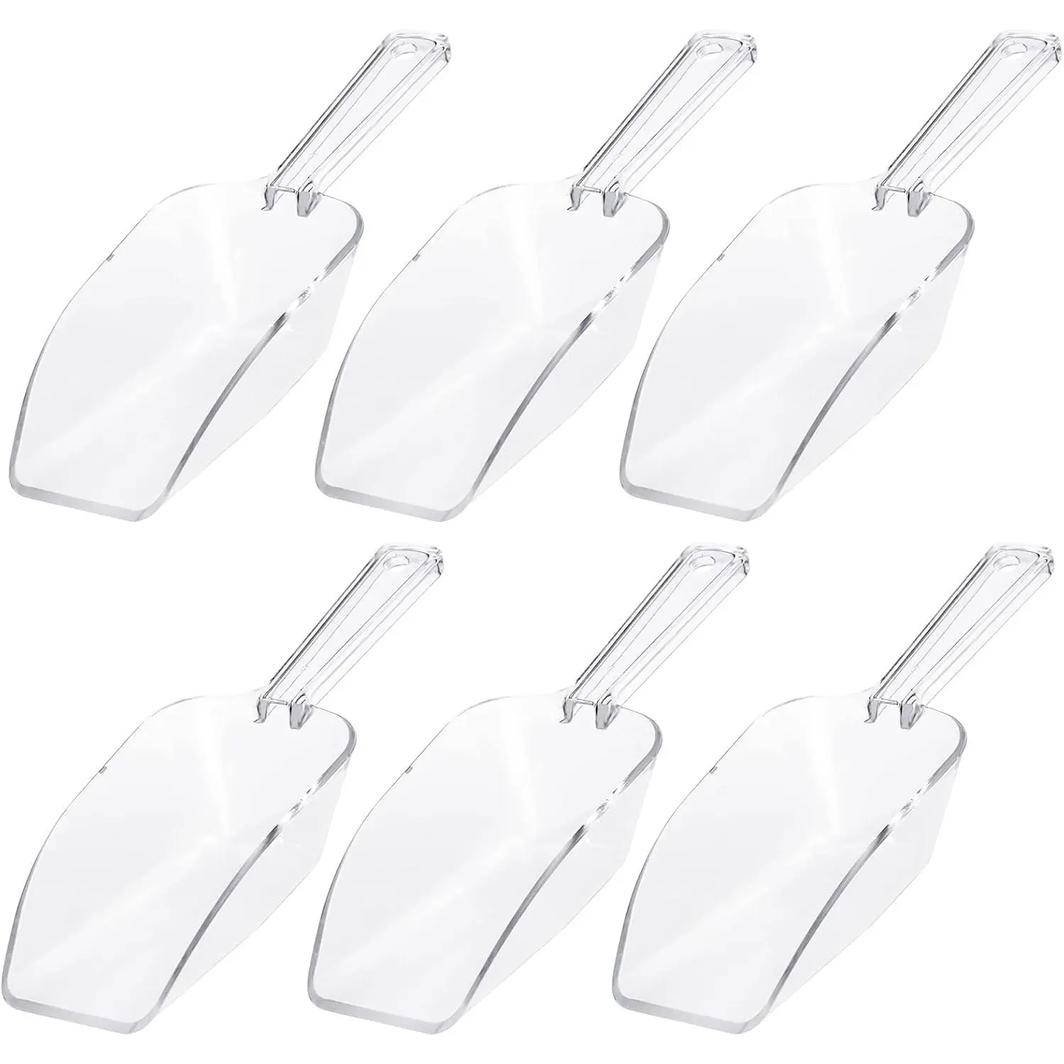 Ice Scoop Candy Buffet Containers Scoopers, Clear Plastic Scoop for Popcorn Cookie Candy Buckets, Acrylic Large Scoops for Parties Wedding Bar Jars Freezer Dry Goods （6 Pack 7.5 In ）