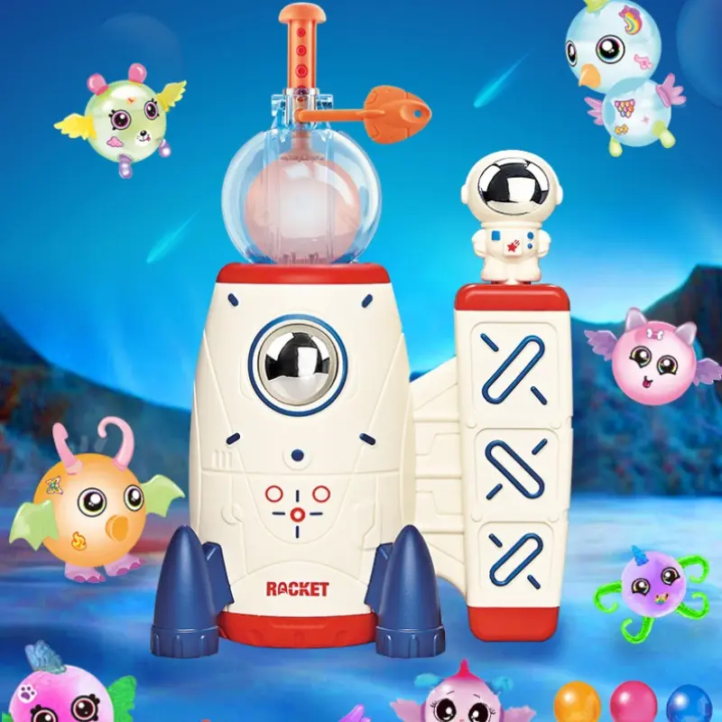 Space Rocket Balloon Inflator, Hot Fuzzy Star DIY Sticker Ball Toy, Kids Craft Creative Magic Inflatable Animal Set, Fun Educational Gift