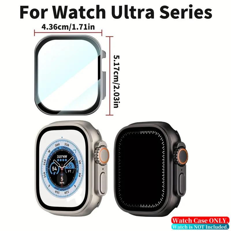 Ultra-Thin Hard PC Watch Screen Protector Case (49mm), Built-In Tempered Glass for iWatch Ultra/Ultra 2, Durable Protective Cover