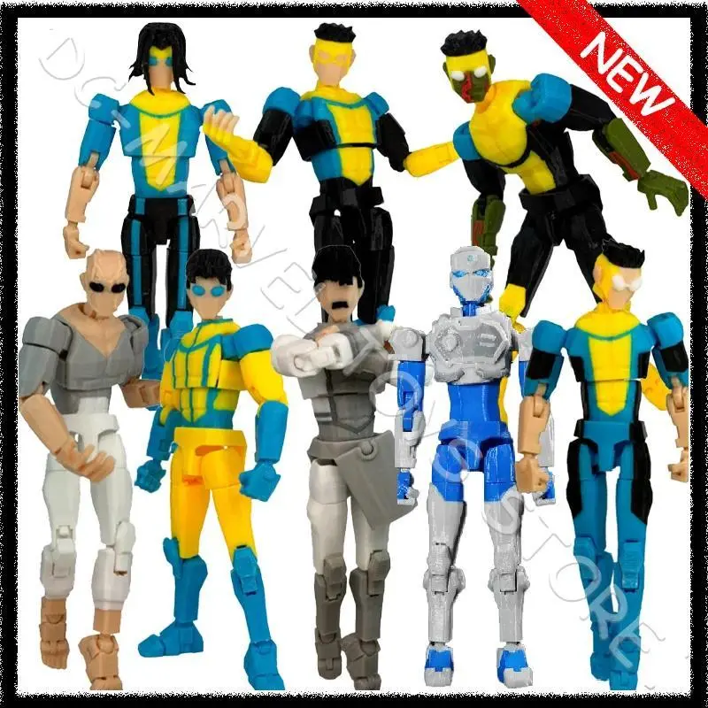 In Stock 3D Printed Invincible Superhero Action Figures - T13 Dummy 13 Multi-Jointed Articulating Figurines, Poseable Collectible Figurine Collectibles, Mini 3D-Printed Figures Party Gifts for Festive & Party Supplies