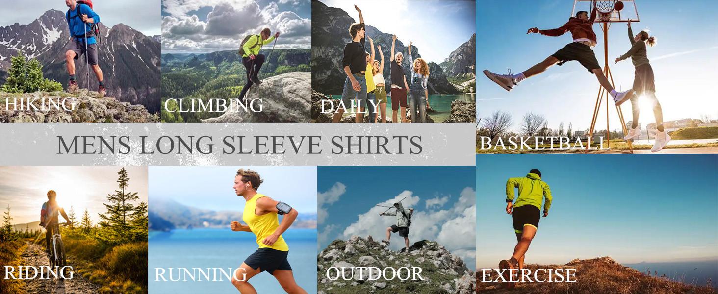 Mens Long Sleeve Shirts Casual Quick Dry Crew Neck Work Shirts Athletic Cycling Hiking T-Shirts Mens Long Sleeve Shirts Casual Quick Dry Crew Neck Work Shirts Athletic Cycling Hiking T-Shirts