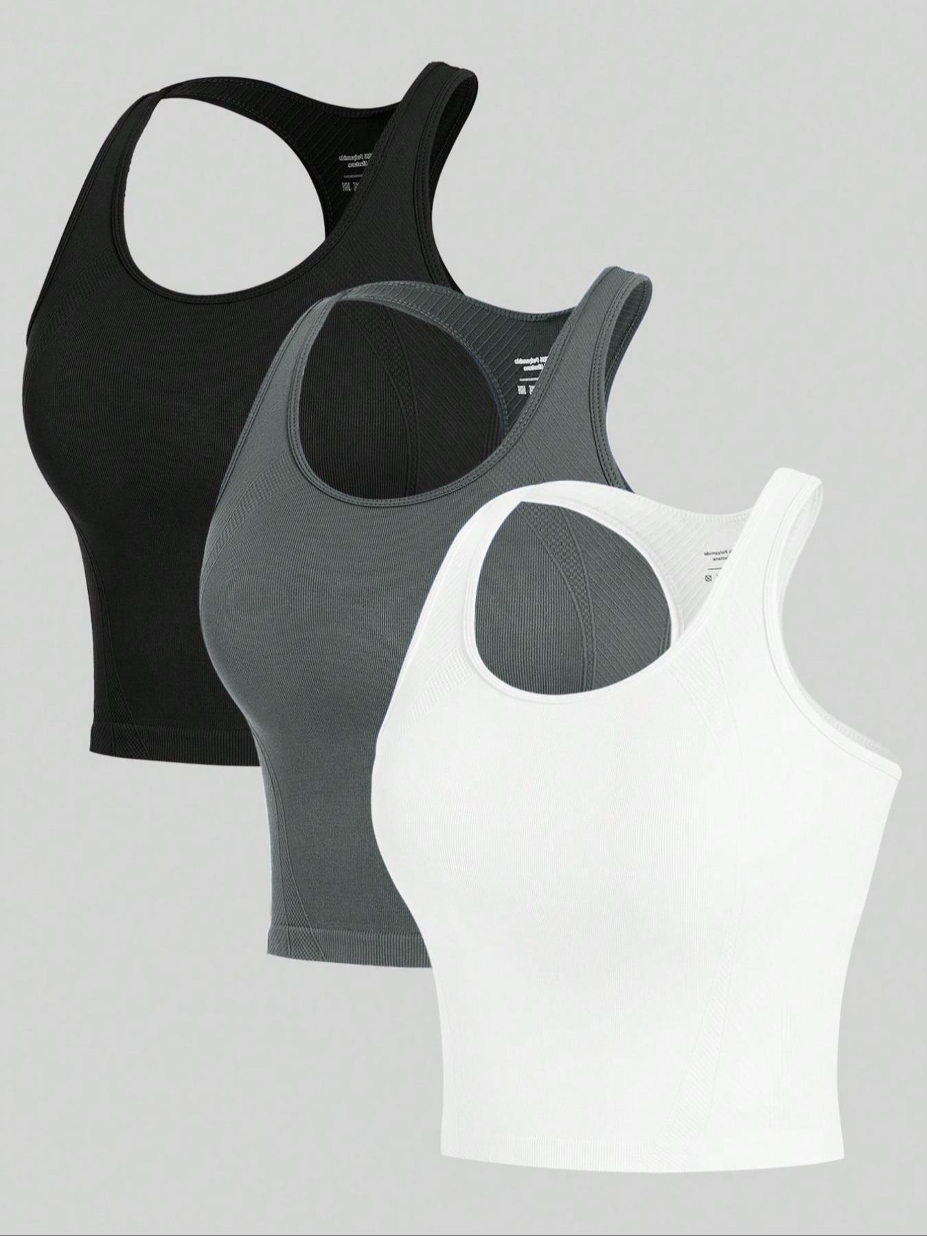 3-piece Women's Outdoor Sports Tank Tops, Sleeveless Sports Wear for Running, Yoga and Fitness