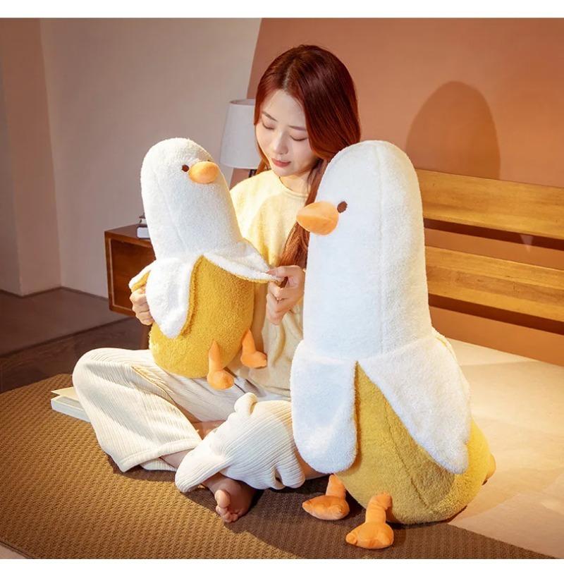 Quirky Banana Duck Pillow Sleeping Pillow Short Fury Cushion, Sofa Cushion Suitable for Home Decoration Chair Cushion