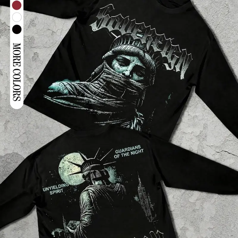 Unisex Long Sleeve T-Shirt, Breathable Soft Graphic Print Design, Fashionable Streetwear, Casual Vintage Style, All Seasons Comfort Fit, Everyday Statement