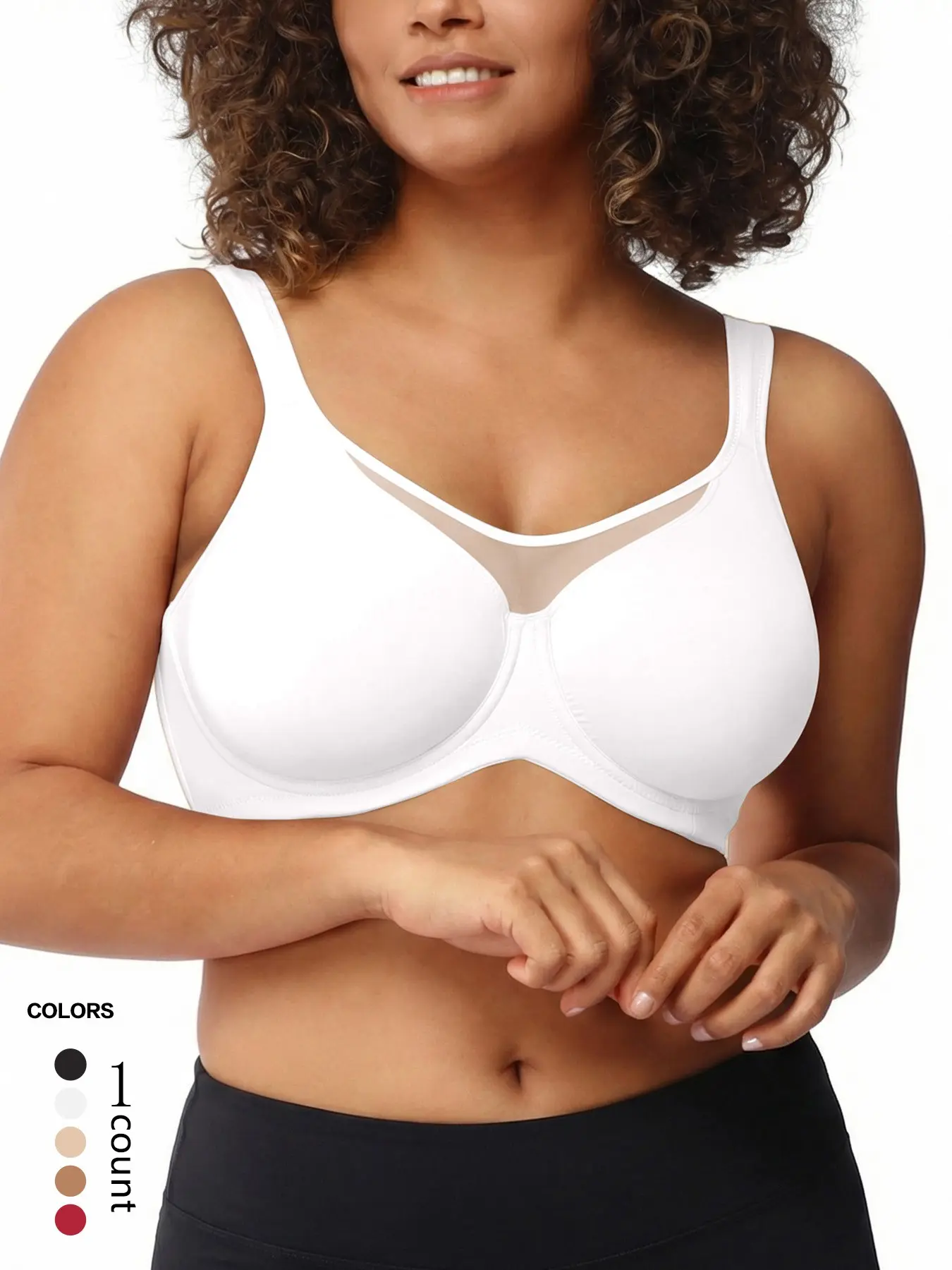 Plus Size Bra with Underwire, Seamless Fabric, Wide Straps, Full Coverage, Comfortable Push-Up Bra for Curvy Women, Slimming Effect, T-Shirt Bra