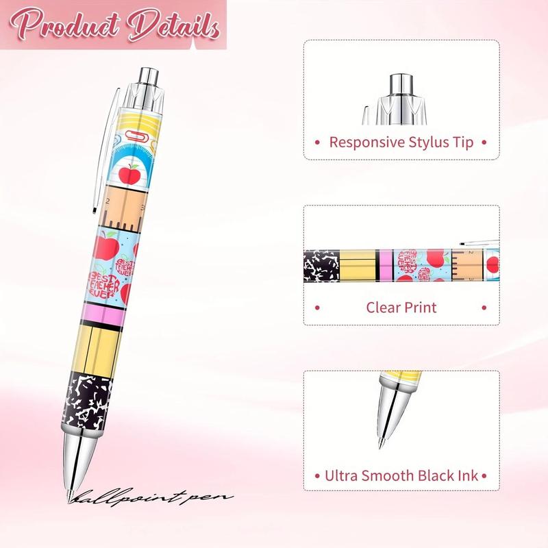 Teacher Round Ballpoint Pens Set, Funny Teacher Pens, Fun Cute Cool Best Pen, Ink, Office Supplies Gift, School Teacher Colleague, 6/12/18 Pieces