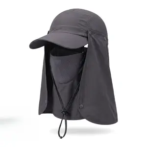 Full Face Cover Breathable Fishing Hat For Men Women Quick Dry Sun Cap With Detachable Neck Flap UV Protection Outdoor Hiking Gear Summer Travel Essentials Camping Must Haves Vacation Accessories