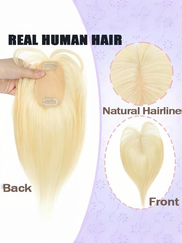 5X9 Real Human Hair Topper with Bangs for Women, Available in Natural Black, Dark Brown, Blonde, And White Gray, Featuring Straight Hair to Boost Volume And Conceal Gray Hair, Enhancing Your Overall Appearance, Perfect for Different Events