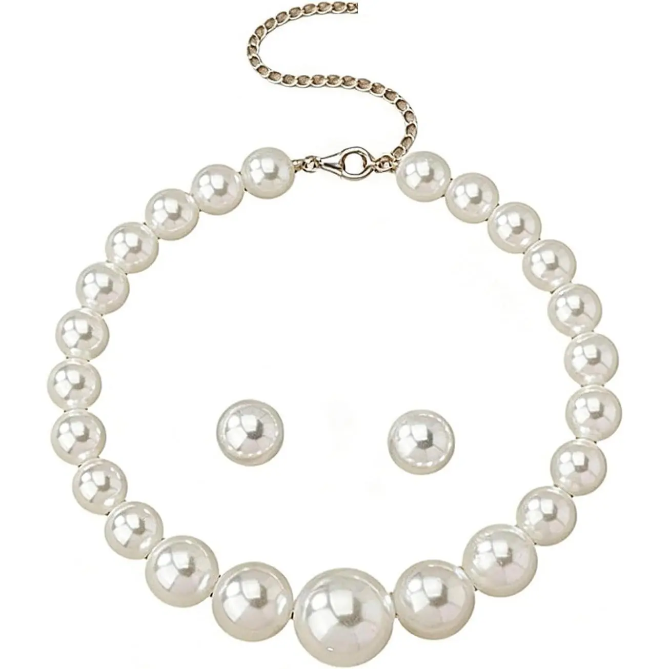 White  Wedding  Set for Women Chunky  Necklace | ,choker,stud,bridal ,wedding,bridesmaid,guest,necklace earring set,,prom,beaded,,trendy,statement