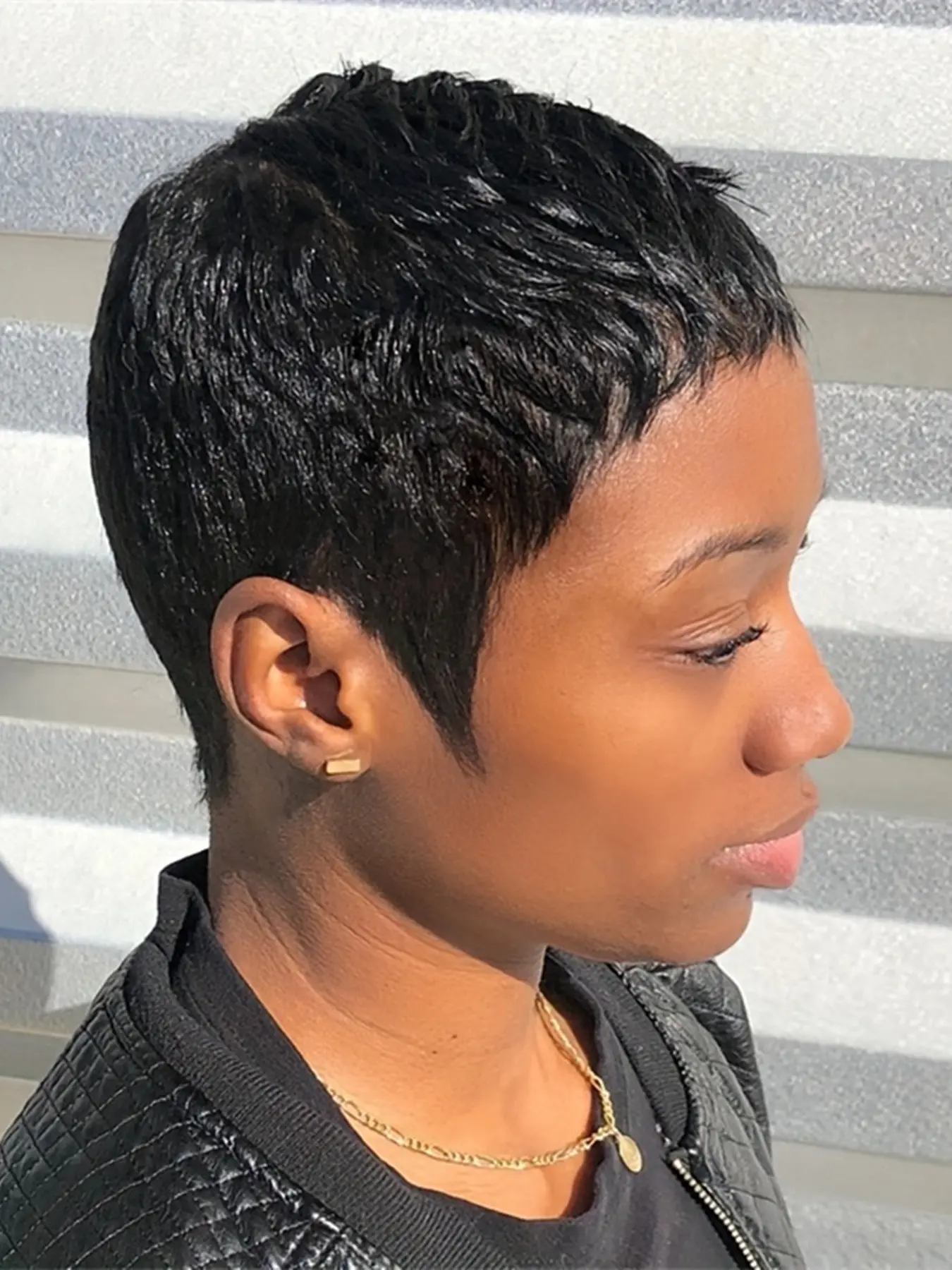 Pixie Cut Wig Machine Made Short Straight Layered, Halloween Party Holiday Gift Wig, Burgundy Human Hair Wig