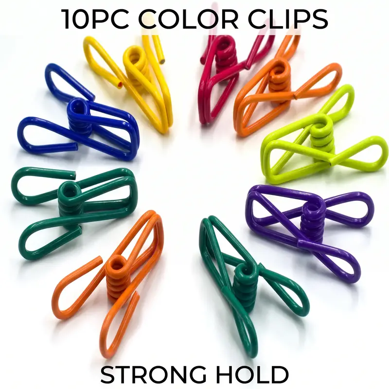 Random Color Snack Clip (10pcs/set), Practical Convenience Durable Reusable Portable Multi-functional Steel Clip Binding Supplies for Sealing Food Packaging, Snack Bag, Potato Chip Bags