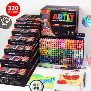 120-320 Pcs Acrylic Marker Pens Set, Non-Transparent Watercolor Brushes, Ideal for Rock Art, Calligraphy, DIY Crafts, School Supplies