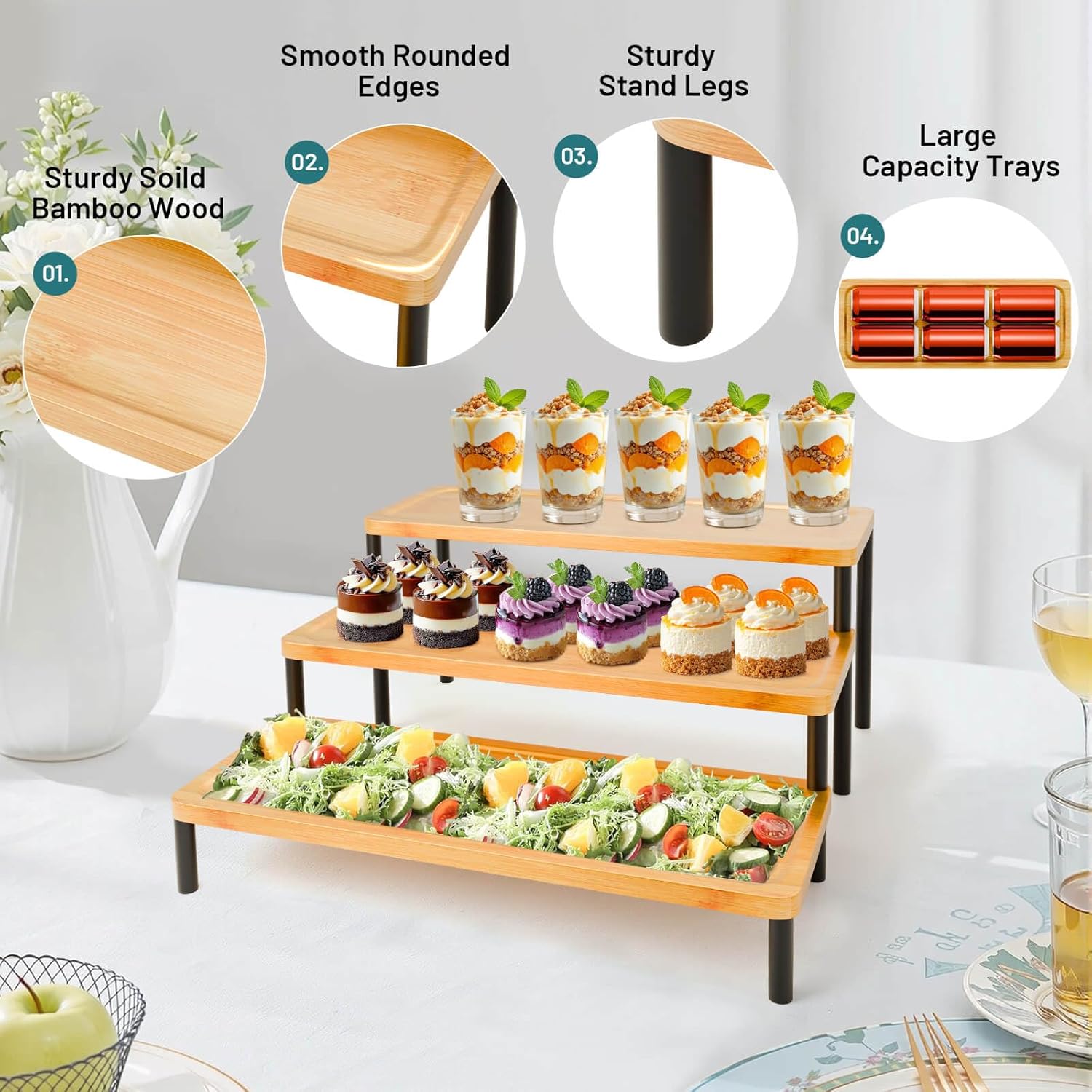 3 Tier Serving Tray Set,17" Serving Tray Stand & Platter Tower Plate for Party Supplies, Trays for Fruit Cookie Afternoon Hosting, Appetizer,Dessert Table Display Set 3 Tier Serving Tray Set,17" Serving Tray Stand & Platter Tower Plate for Party Supplies, Trays for Fruit Cookie Afternoon Hosting, Appetizer,Dessert Table Display Set