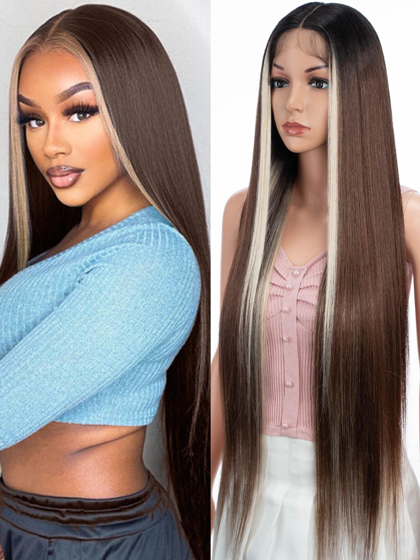Super Long Straight Wigs with Baby Hair for Women, Gorgeous Fluffy Wigs, Synthetic Lace Front Wigs for Party, Daily Use, Glueless Frontal Wig