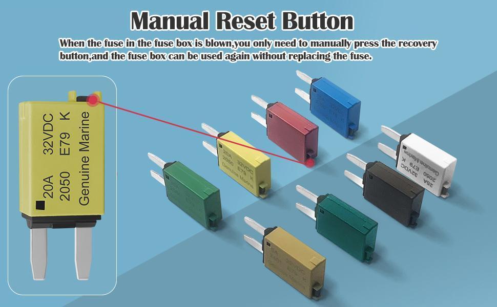 ATM, ATC, ATO Automotive Low-Profile Manual Reset Fuses Suitable For Marine, Truck, RV, SUV, and Motorcycle DC Fuse Kits Automotive Circuit Breaker Fuses Reset Fuses Assortment Kit