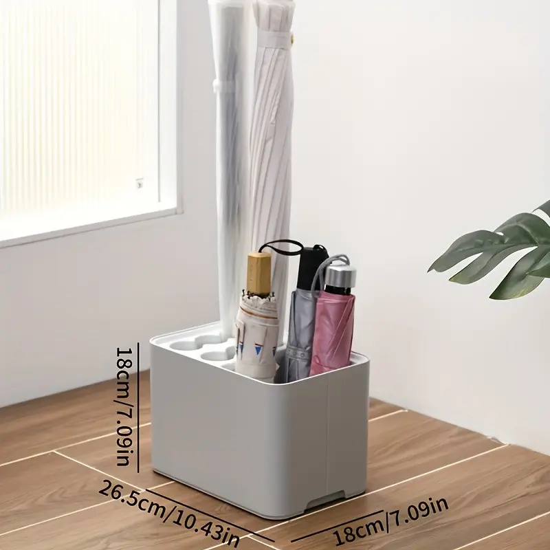 Contemporary Umbrella Stand with Drip Tray - Stylish White Plastic, Accommodates 10 to 15 Umbrellas, Perfect for Entryway Storage in Homes And Offices