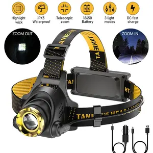 Super Bright LED Headlamp - High Power Torch, USB Rechargeable Spotlight, Waterproof LED Headlight for Outdoor Camping,