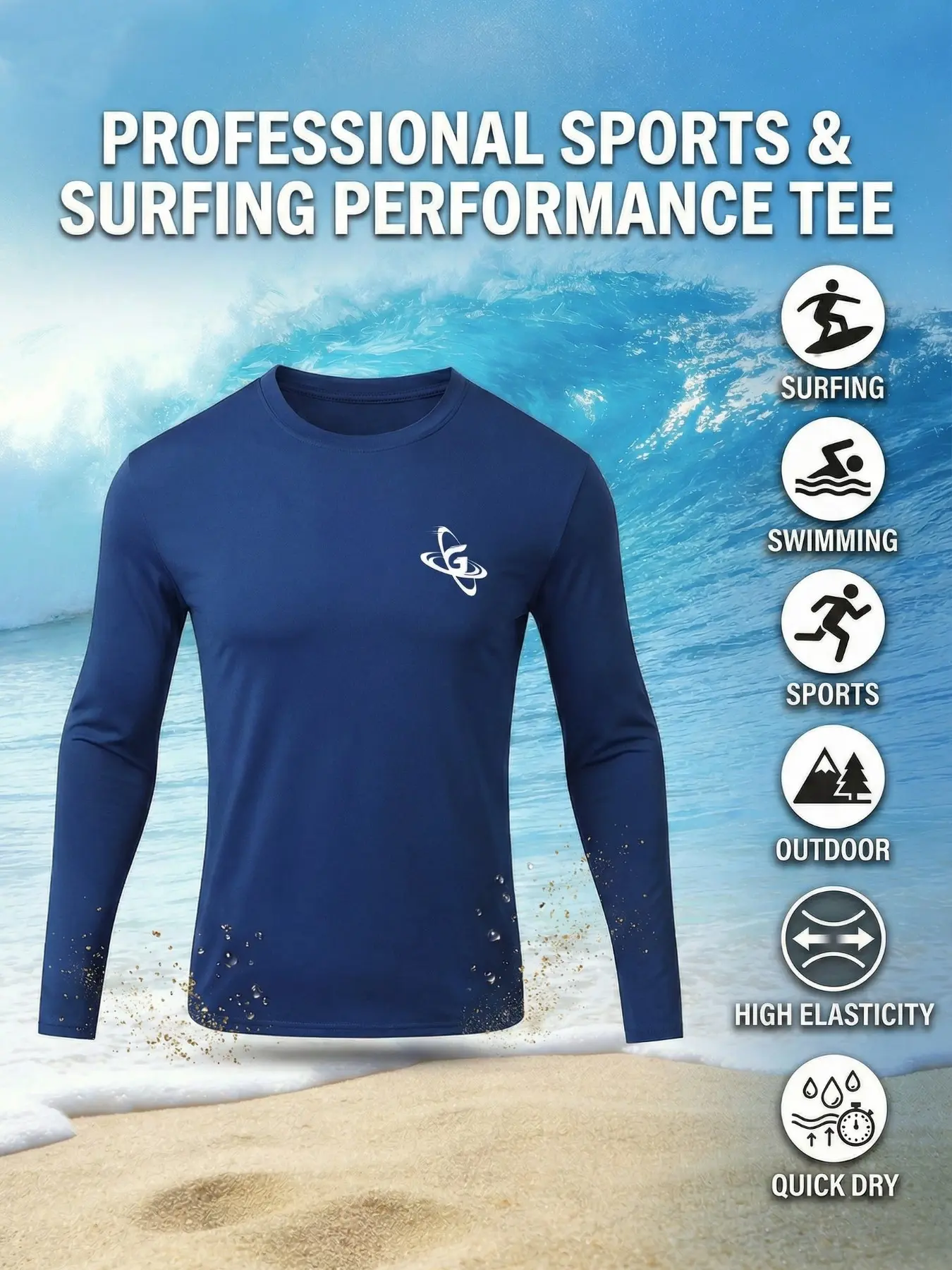Men's Multifunctional Surfing Top, Quick Dry, High Stretch, Breathable, Ideal for Summer Beach, Running, Cycling, Swimming