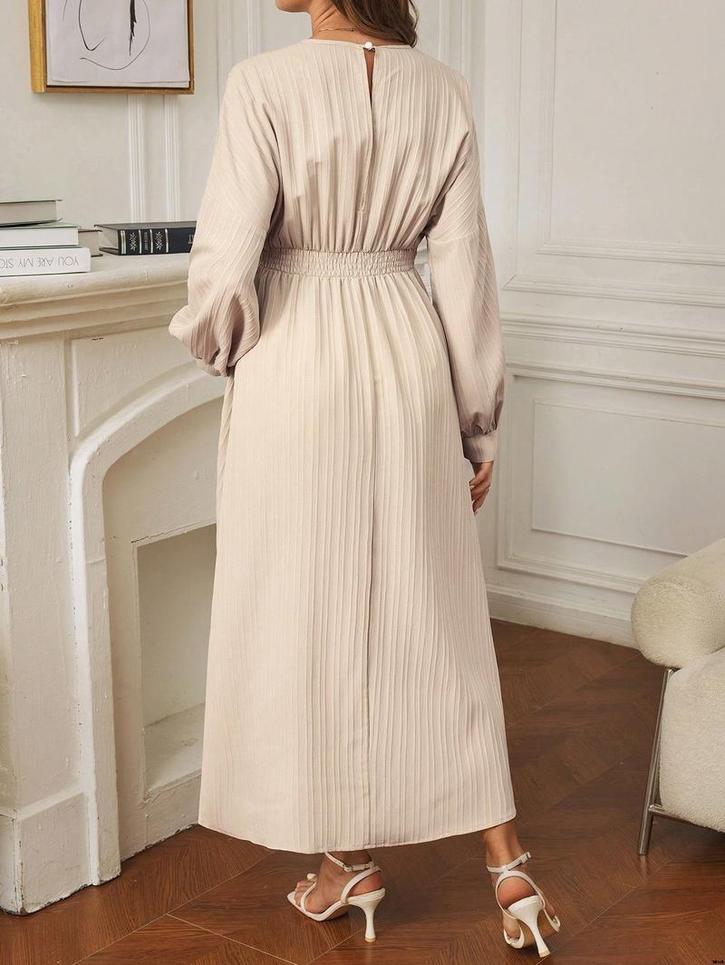 Dress A-Sleeve Lantern Solid Color a é Raffin SHEIN