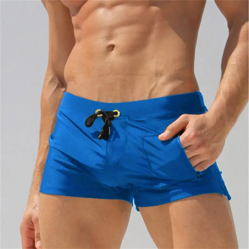Men's Swimming Trunks, Popular Foreign Trade Boxer Swimming Trunks, Sexy Side Pockets, Quick-drying Beach Trunks, Swimsuits For Men