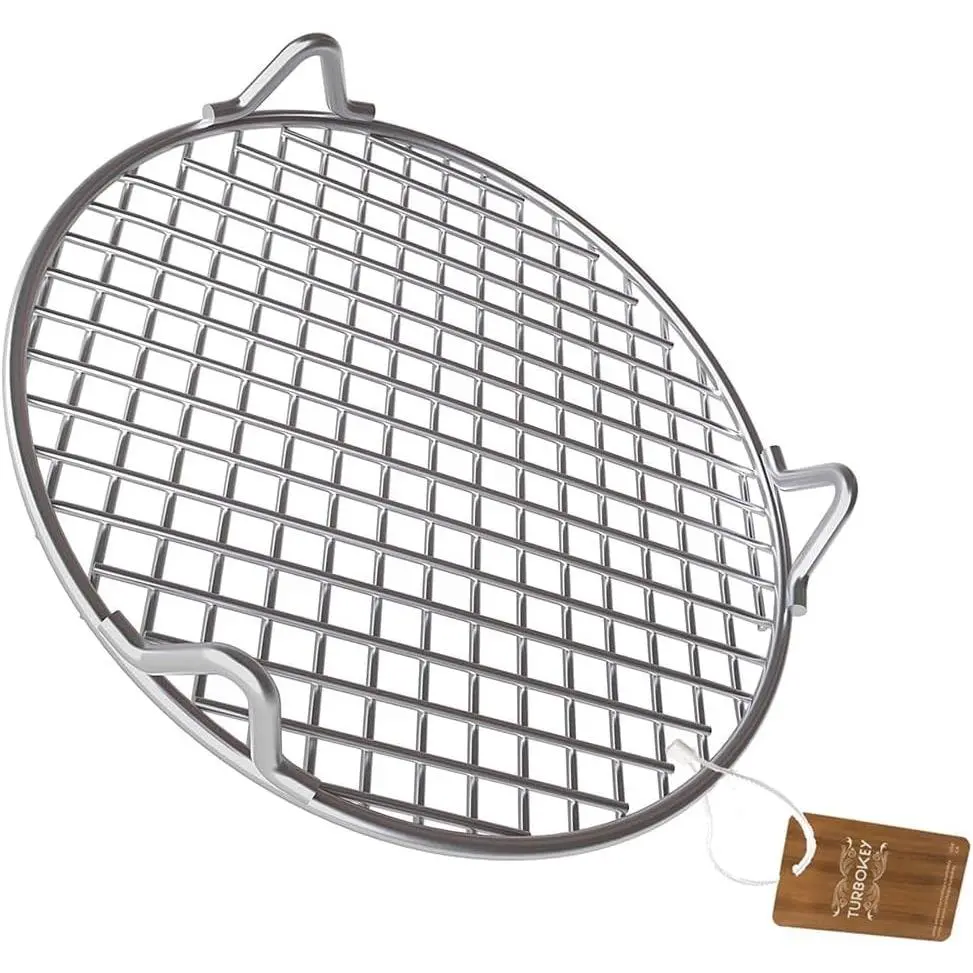 304 Stainless Steel BBQ Rack with Legs 12 Inches (305mm) Round Cooking Grate Carbon Baking Net Multi-Purpose Straight Wire Rack for Grilling Steaming Cooling