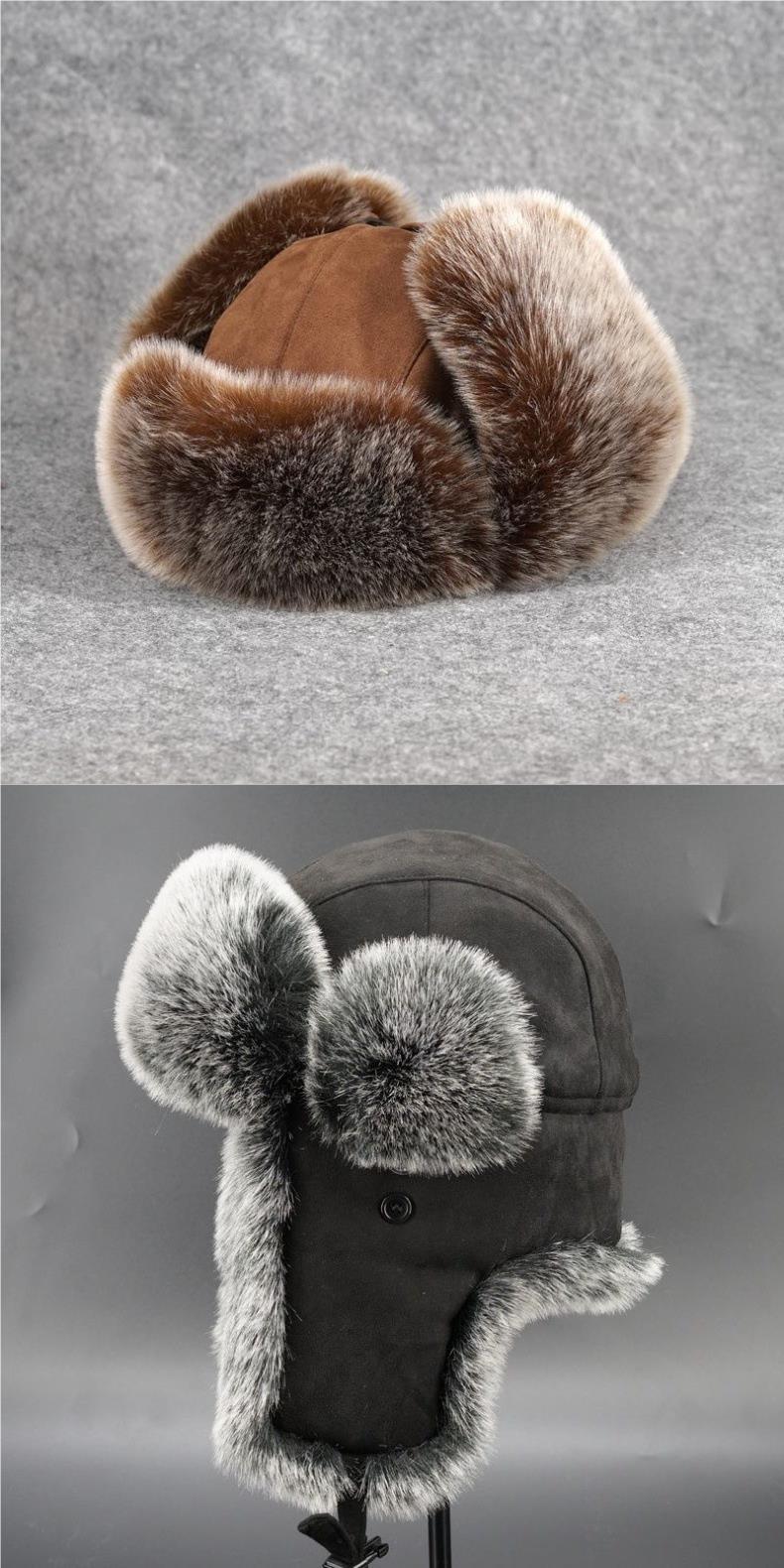 Men's Winter Ushanka Earflap Trooper Hat Aviator Windproof Hat Faux Fur Warm Hat Ski Beanies Cap Berets Skull caps
