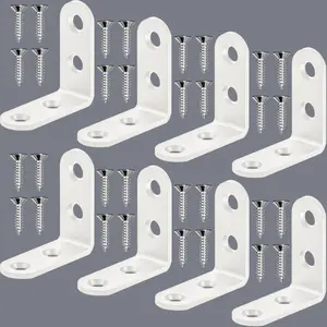 8 count White L Bracket Corner Braces - Heavy Duty Stainless Steel 2x2x0.8 inch, 90  Right Angle Shelf Brackets for , Floating Shelves, Tables, Furniture Hardware with Screws
