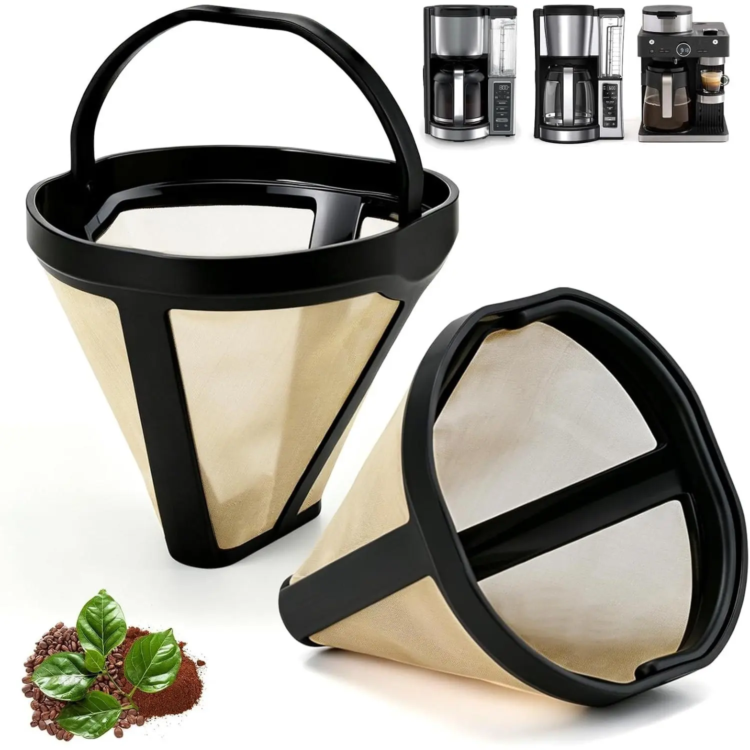 2 Pack Reusable Coffee Filter Compatible with Ninja Coffee Maker, Permanent Filter Replacement for Ninja CE251 CE451 CFN601
