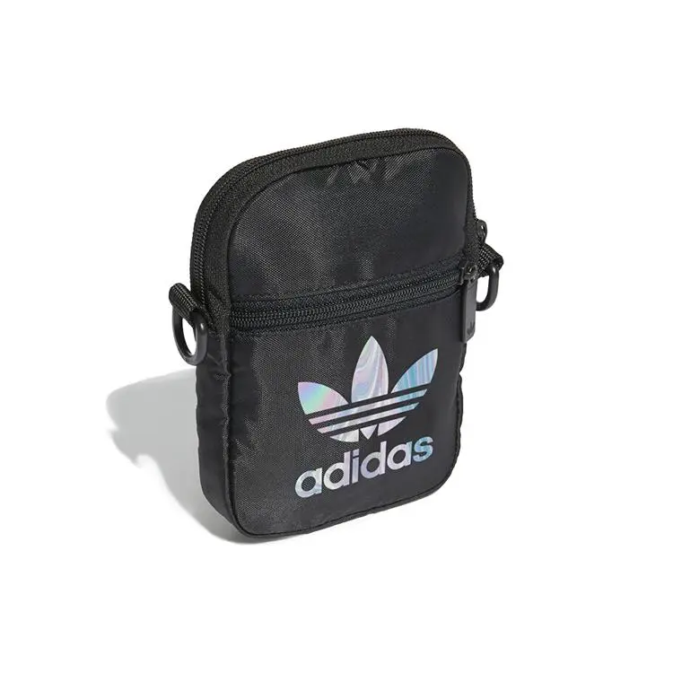 Adidas Originals Laser-Logo Polyester Crossbody Phone Bag for Men and Women – Minimalist Black