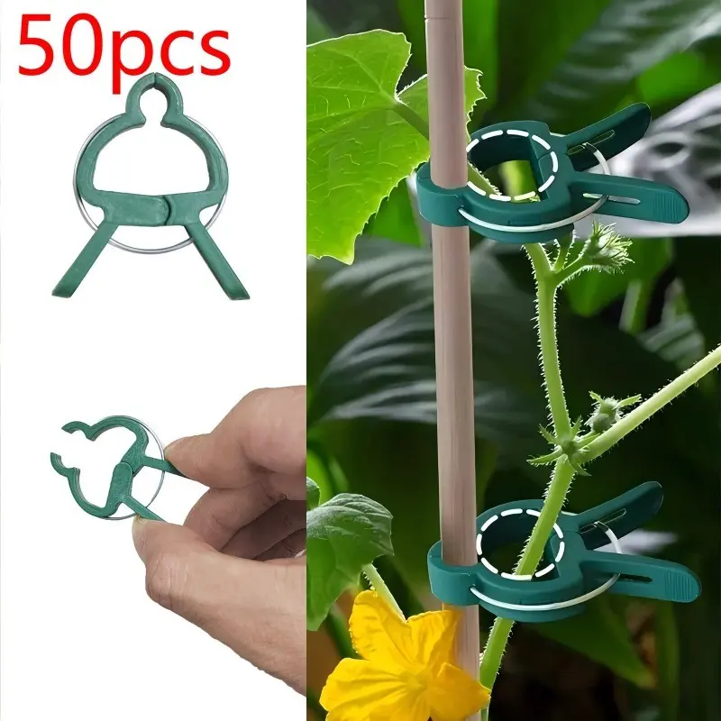 50 Adjustable Garden Clips, Plastic Material, Reusable, Tomato Vines Flower Special, Easy Installation, Gardening Helper