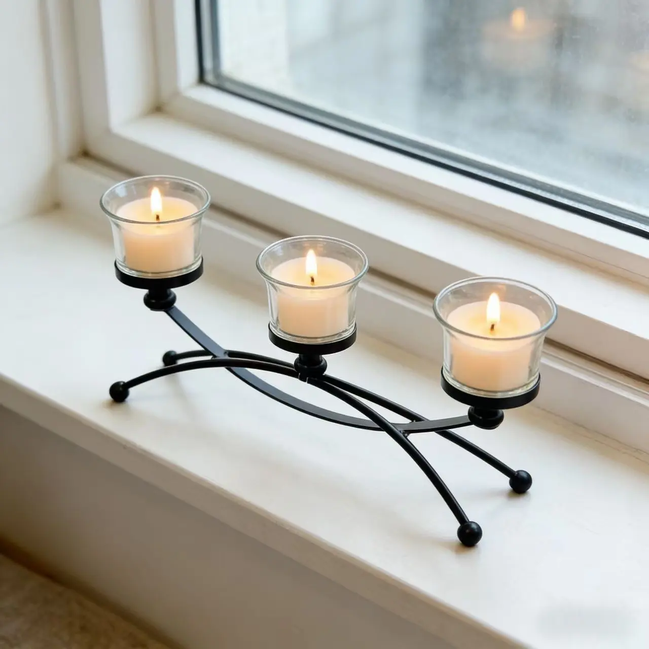 Elegant 3-Arm Metal Glass Candle Holder, Vintage Style, Perfect for Weddings, Birthdays, Holidays, Home Decor, Christmas Gift, Vintage Candle Stand