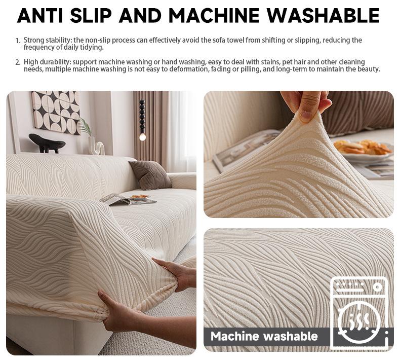 NILUOH 2026 New Style Simple Jacquard Flannel Sofa Cover, All-Season Universal Full-Cover Slipcover with Anti-Slip Function