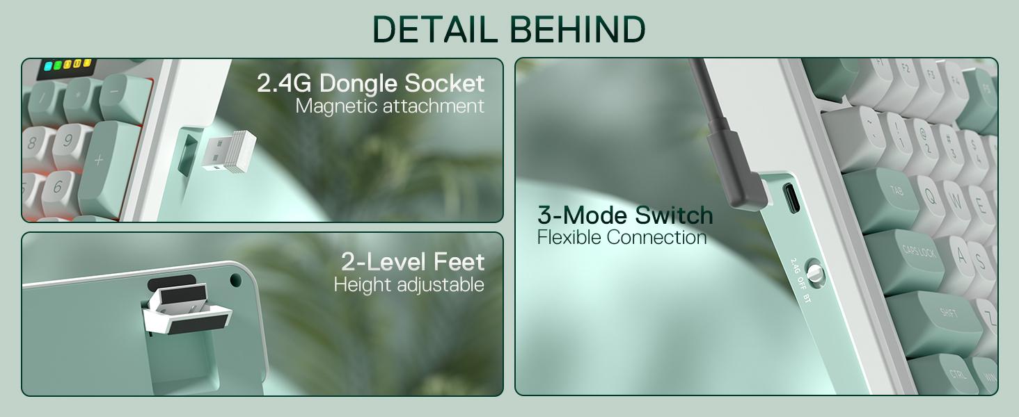 REDRAGON K719 Wireless Gasket Gaming Keyboard with Hype Screen, 95 Keys, 5-Layer Noise Dampening, Custom Linear Switch, Jade Cloud Color