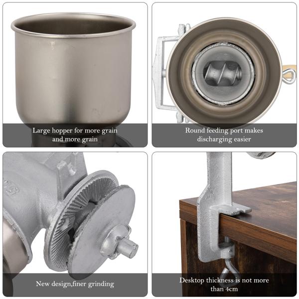 500 #   Home Use Hand Cranking Operation Grain Grinder Silver