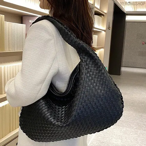 Women's French Woven Textured PU Leather Shoulder Bag - Elegant All-Match Underarm Tote for Daily Commute, Bags for Women