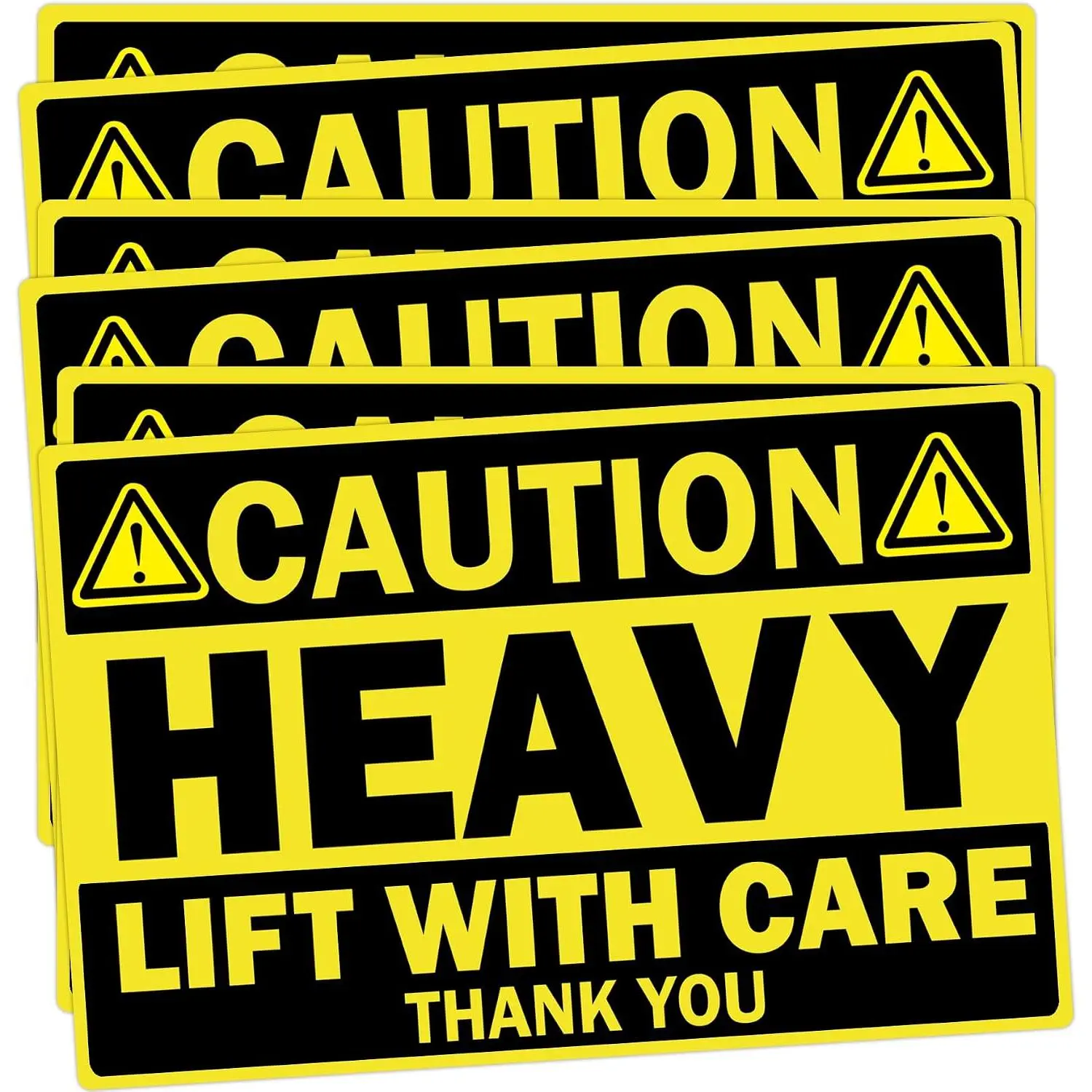 100 Caution Heavy Shipping Labels, 4 x 6 Inch | 100 yellow self-adhesive labels with bold black text for boxes, cartons, drums, pallets, warehouses, and heavy shipments