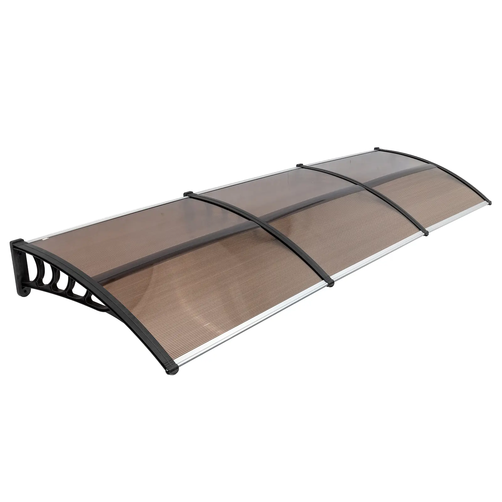 UGEM 10FT x 40IN Sturdy Window Door Eaves Canopy, Heavy Duty Rainproof Polycarbonate Solid Panel Front Door Cover with Bulged Shield, Easy-Install Stable Aluminum Brackets for Outdoor Patio Decoration (1 Canopy)