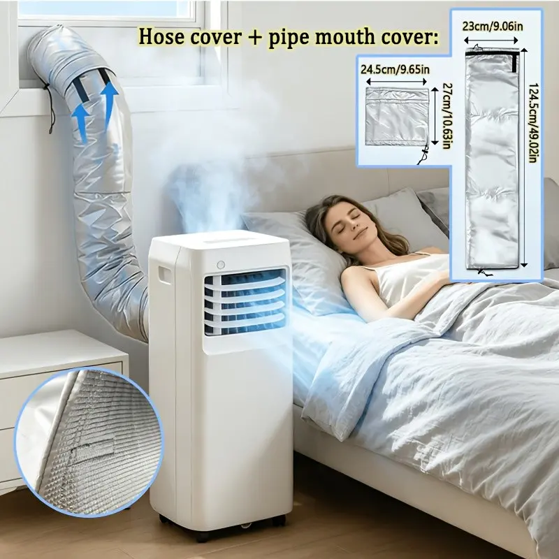 Portable Air Conditioning Duct Protective Cover, Ac Pipe Thermal Insulation Sleeve, Heat Resistant Dustproof Vent Wrap, Easy Fitting