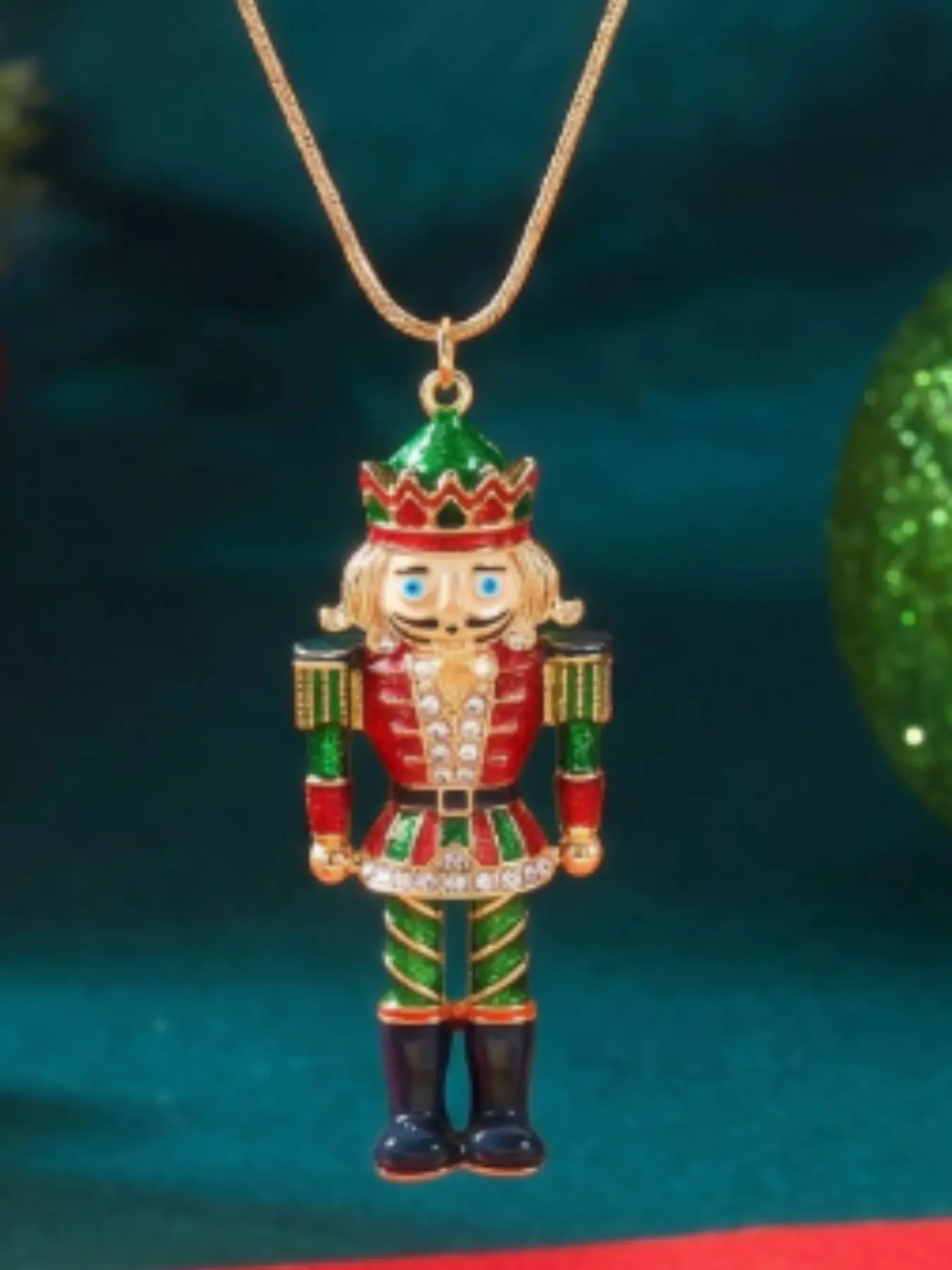 Perfect Christmas Gift for Nutcracker Enthusiasts, Intricate Cloisonné Soldier Design, Festive Dual-Threaded Jewelry, Ideal for December, Decorative Shining Necklace