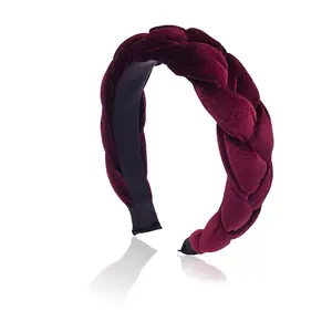 Braided Headbands Velvet Headband for Women Soft Twisted Hair Hoop Non-Slip Wide Padded Hairband for Makeup, Washing Face, Daily Wear