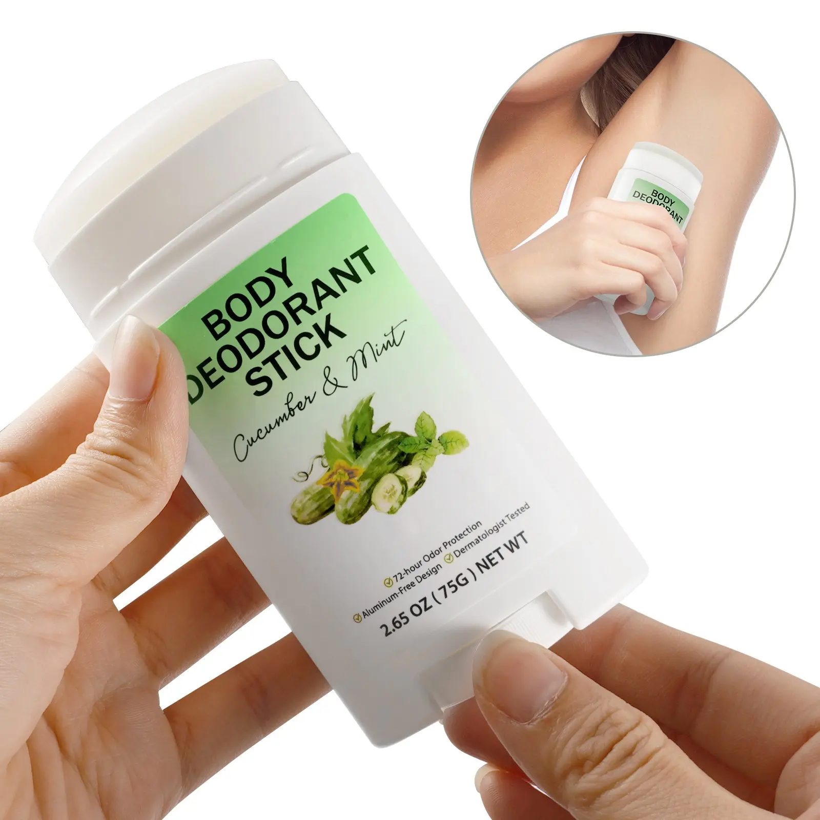 Elaimei Deodorant Balm Cucumber Mint 75g, Long-Lasting Odor Control, Absorbs Sweat and Bacteria, Smooth Texture, All-Over Use