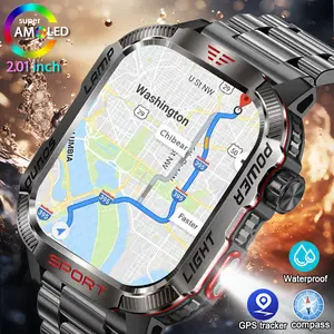 GPS Smart Watch Men Flashlight Compass Waterproof 600mAh Battery Outdoor Sport Tracker Bluetooth Call Smartwatch 2026 heart