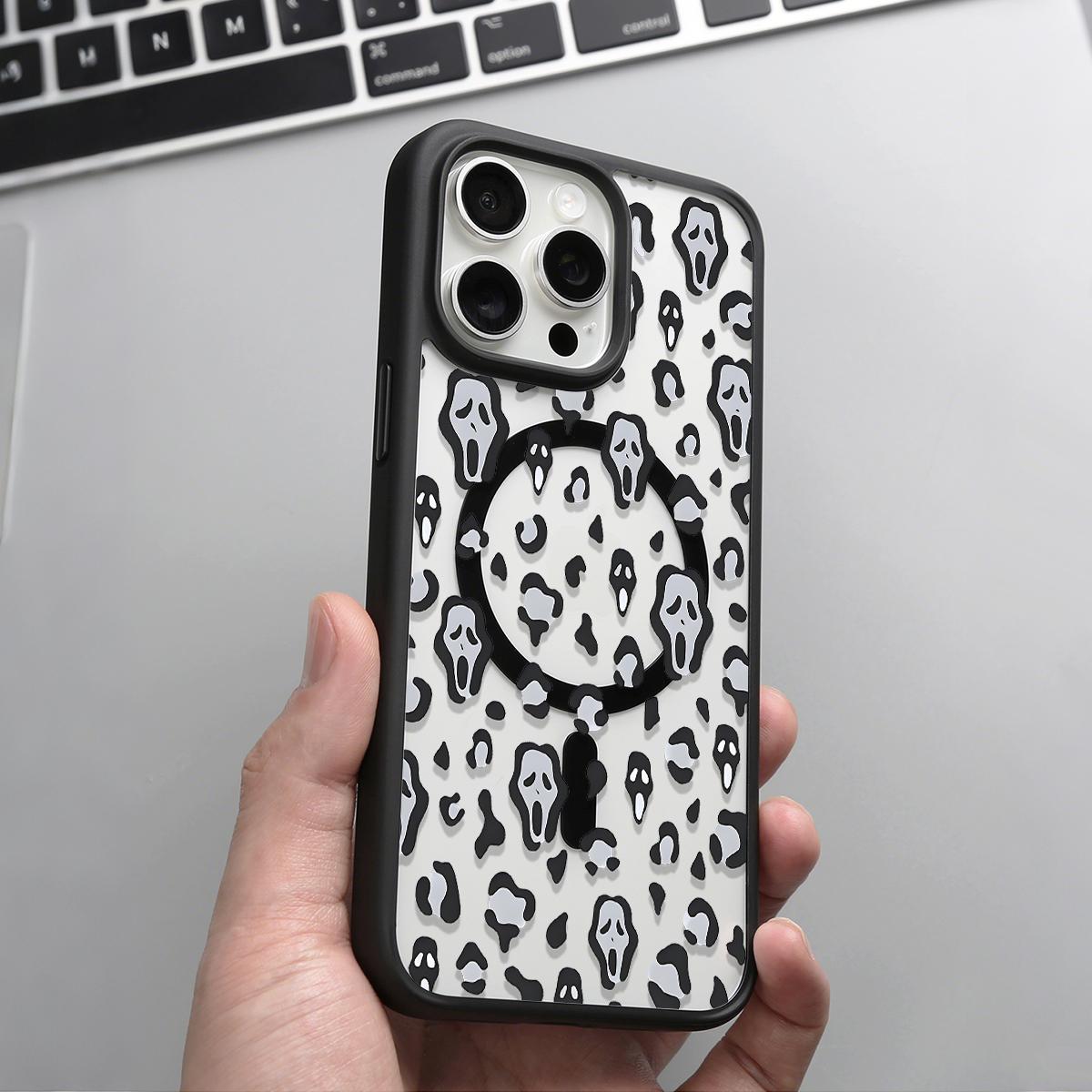 Scream Mask Clear Magnetic Phone Case , Support MagSafe Silicone Bumper Protective Cover For iPhone X 11 12 13 14 15 16 17 Pro Max Plus Air Girl Spooky Faces And Wild Patterns